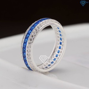 Nhẫn bạc nam tròn full đính đá xanh dương NNA0768