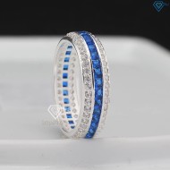 Nhẫn bạc nam tròn full đính đá xanh dương NNA0768