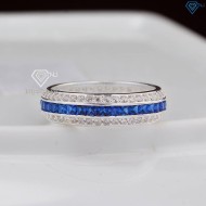 Nhẫn bạc nam tròn full đính đá xanh dương NNA0768