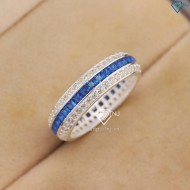 Nhẫn bạc nam tròn full đính đá xanh dương NNA0768