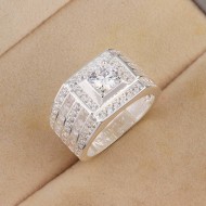 Nhẫn bạc nam đính đá trắng đẹp NNA0773