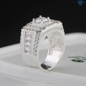 Nhẫn bạc nam mặt chữ nhật đính đá NNA0775