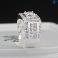 Nhẫn bạc nam mặt chữ nhật đính đá NNA0775