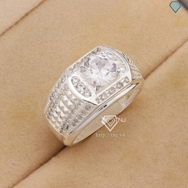Nhẫn bạc nam cách điệu đính đá đẹp NNA0777