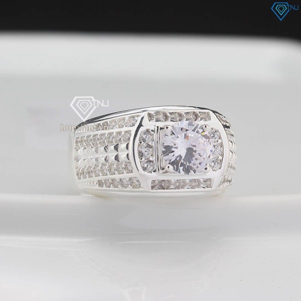 Nhẫn bạc nam cách điệu đính đá đẹp NNA0777