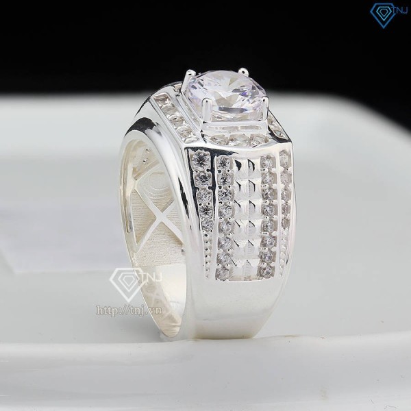 Nhẫn bạc nam cách điệu đính đá đẹp NNA0777