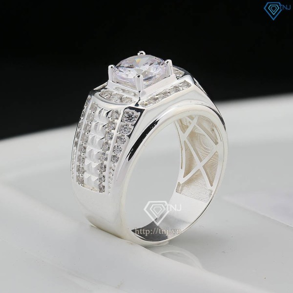 Nhẫn bạc nam cách điệu đính đá đẹp NNA0777