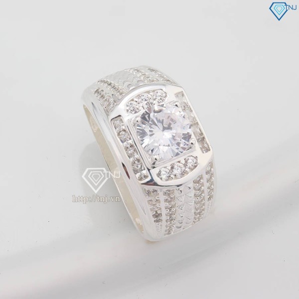 Nhẫn bạc nam cách điệu đính đá đẹp NNA0777