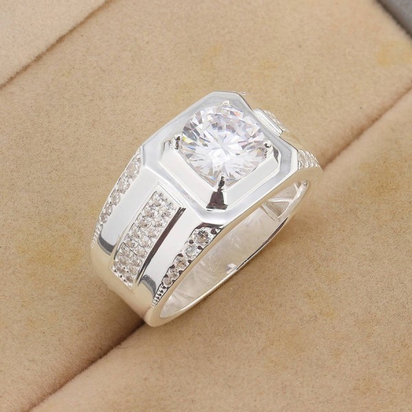 Nhẫn bạc nam đơn giản đính đá đẹp NNA0778