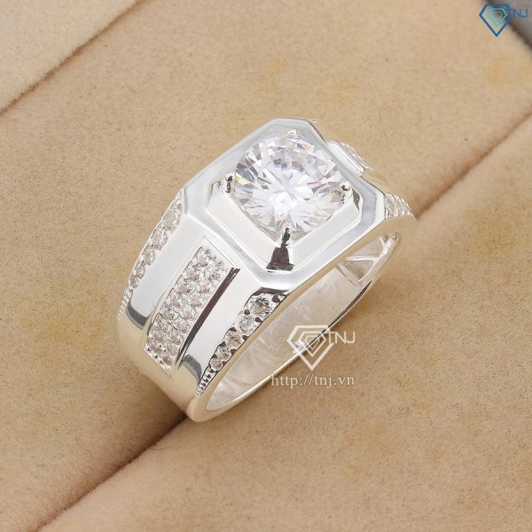Nhẫn bạc nam đơn giản đính đá đẹp NNA0778
