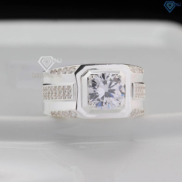 Nhẫn bạc nam đơn giản đính đá đẹp NNA0778