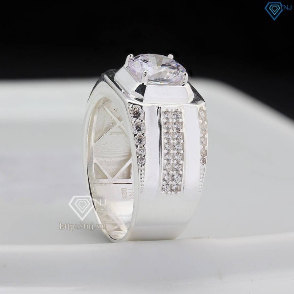 Nhẫn bạc nam đơn giản đính đá đẹp NNA0778