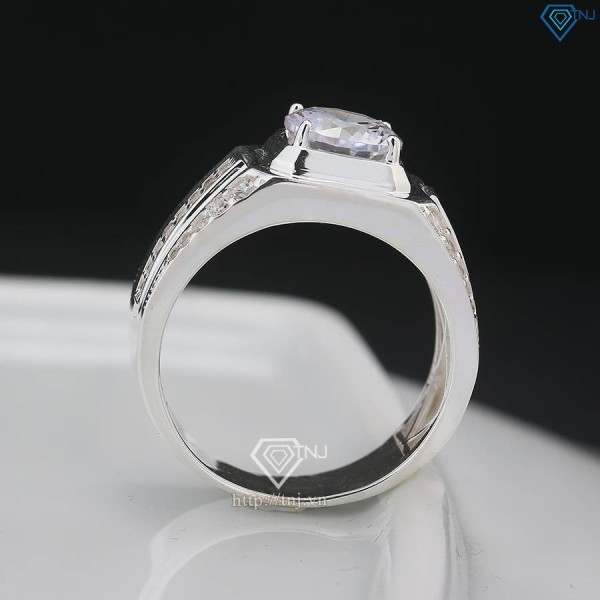 Nhẫn bạc nam đơn giản đính đá đẹp NNA0778