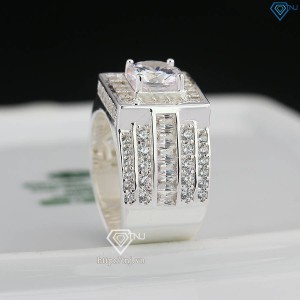 Nhẫn bạc nam mặt vuông đính đá NNA0784