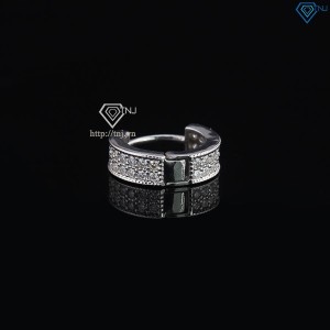Bông tai bạc khoen tròn to đính full kim cương Moissanite BTAM0032