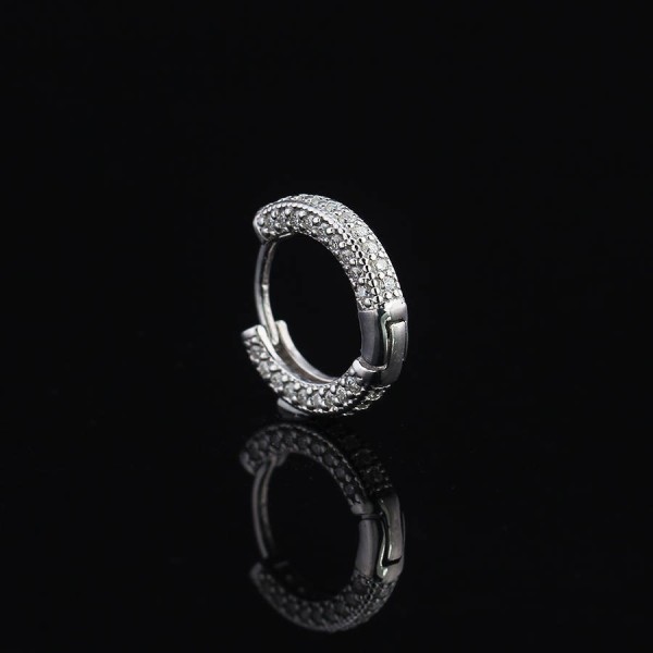 Bông tai bạc khoen tròn đính full kim cương Moissanite BTAM0033