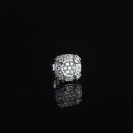 Bông tai bạc mặt tròn đính full kim cương Moissanite BTAM0034