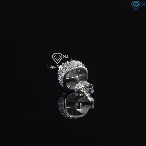 Bông tai bạc mặt tròn đính full kim cương Moissanite BTAM0035