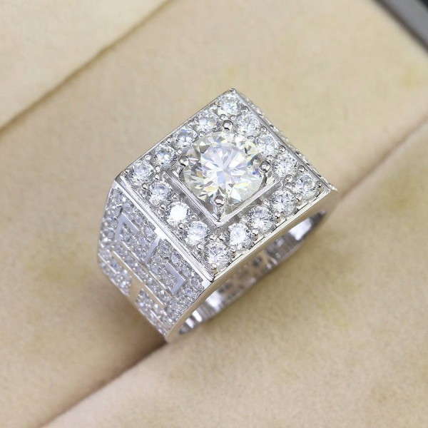Nhẫn nam Moissanite mặt đá vuông 7.5mm - Kiểm định GRA NNAM0203