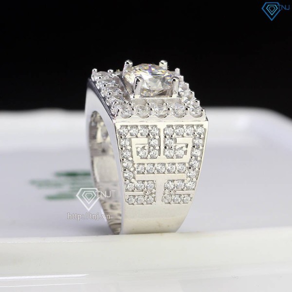Nhẫn nam Moissanite mặt đá vuông 7.5mm - Kiểm định GRA NNAM0203