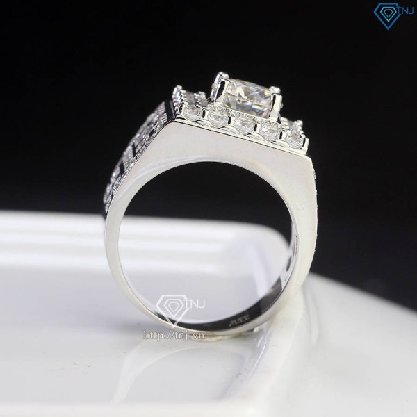 Nhẫn nam Moissanite mặt đá vuông 7.5mm - Kiểm định GRA NNAM0203