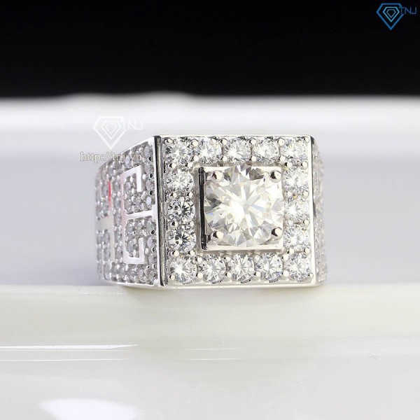 Nhẫn nam Moissanite mặt đá vuông 7.5mm - Kiểm định GRA NNAM0203