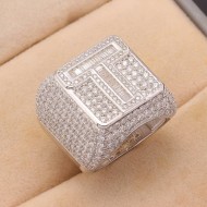 Nhẫn bạc nam mặt chữ T đính full kim cương Moissanite NNAM0209