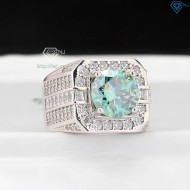 Nhẫn nam cao cấp đính kim cương Moissanite xanh 10mm NNAM0210