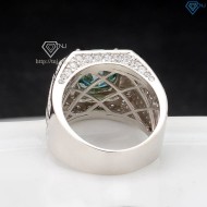 Nhẫn nam cao cấp đính kim cương Moissanite xanh 10mm NNAM0210