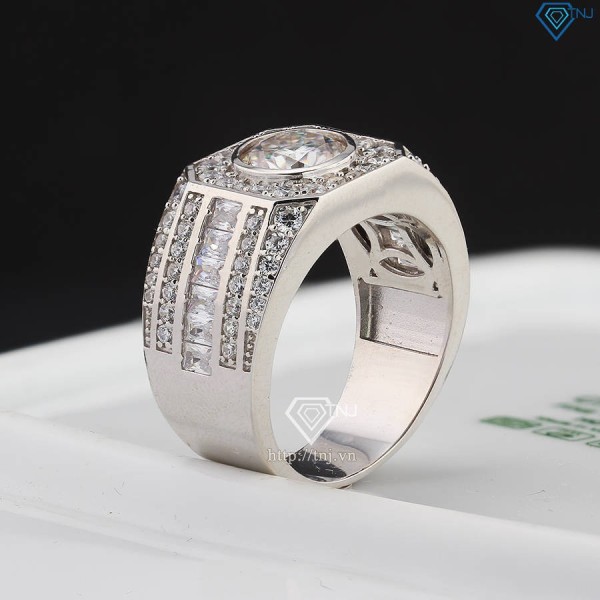Nhẫn nam Moissanite đính kim cương chìm 8.0mm - Kiểm định GRA NNAM0212