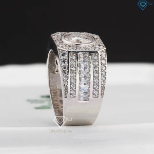 Nhẫn nam Moissanite đính kim cương chìm 8.0mm - Kiểm định GRA NNAM0212