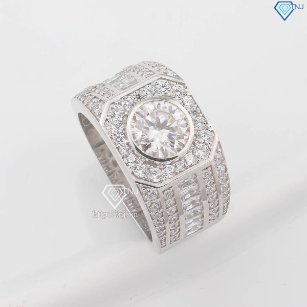 Nhẫn nam Moissanite đính kim cương chìm 8.0mm - Kiểm định GRA NNAM0212