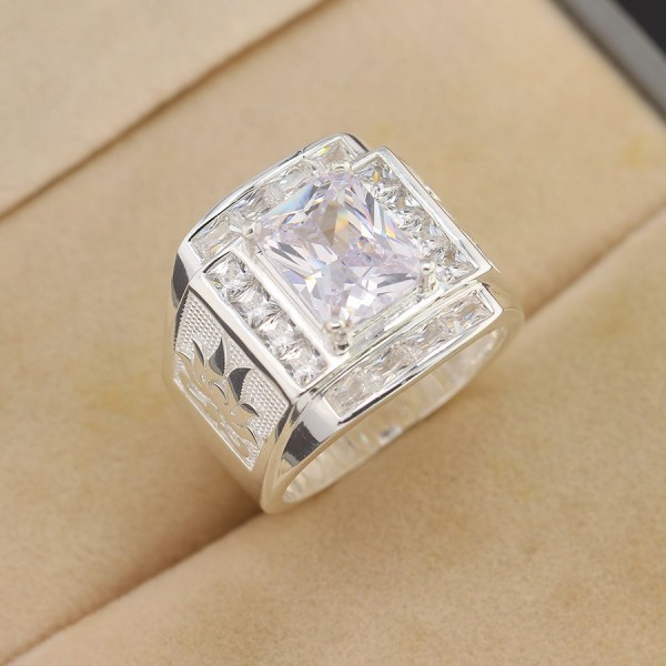 Nhẫn bạc nam hoa sen đính đá NNA0786