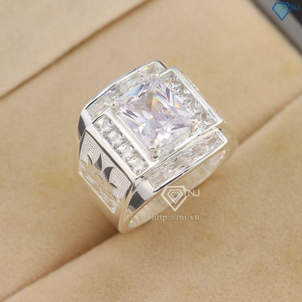 Nhẫn bạc nam hoa sen đính đá NNA0786