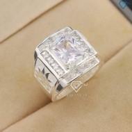 Nhẫn bạc nam hoa sen đính đá NNA0786