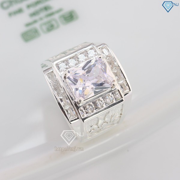 Nhẫn bạc nam hoa sen đính đá NNA0786