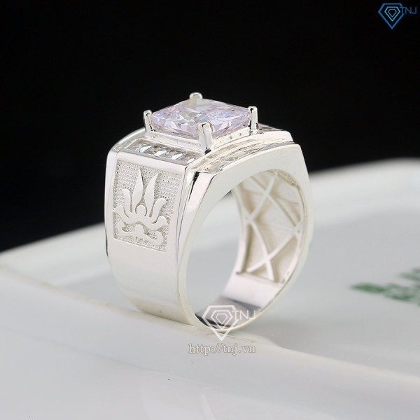Nhẫn bạc nam hoa sen đính đá NNA0786
