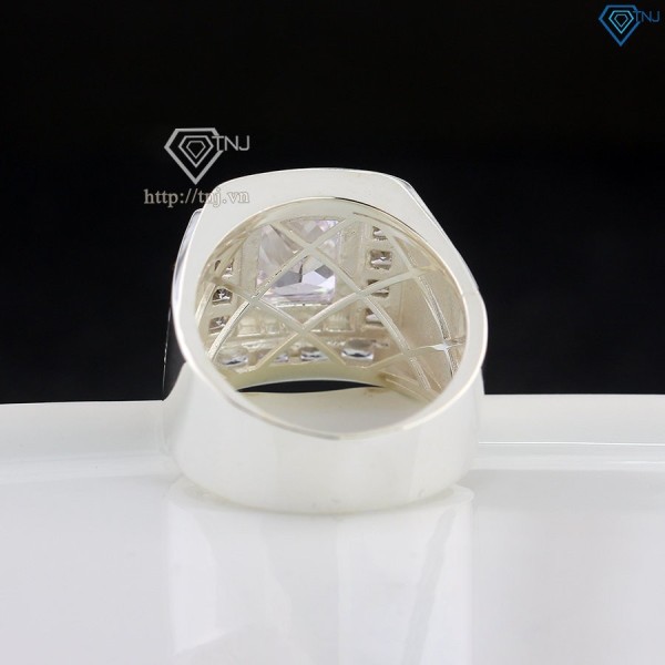 Nhẫn bạc nam hoa sen đính đá NNA0786