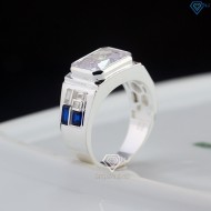 Nhẫn bạc nam đơn giản đính đá chữ nhật NNA0787