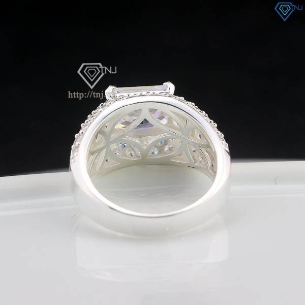 Nhẫn bạc nam cao cấp đính đá chữ nhật NNA0788