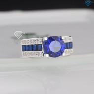 Nhẫn bạc nam đính đá xanh dương 9mm NNA0795