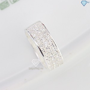 Nhẫn bạc nam bản tròn đính đá vuông NNA0796