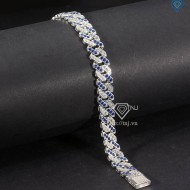 Lắc tay nam Cuban đính đá 2 màu xanh trắng bản nhỏ 9mm LTA0196