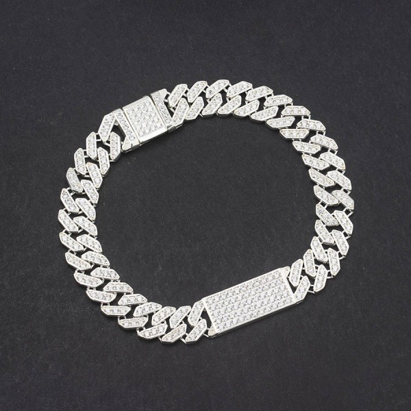 Lắc tay nam Cuban mặt full đính đá bản nhỏ 9mm LTA0199