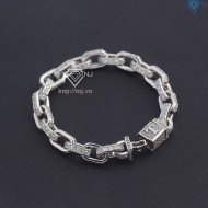 Lắc tay nam mắt xích cao cấp đính chữ cái theo yêu cầu xi kim LTA0202