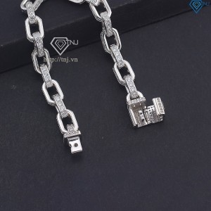 Lắc tay nam mắt xích cao cấp đính chữ cái theo yêu cầu xi kim LTA0202