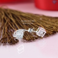 Hoa tai bạc nữ hình lập phương đính đá đẹp BTN0051 - Trang Sức TNJ