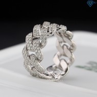 Nhẫn bạc nam cuban đính full kim cương nhân tạo Moissanite NNAM0214