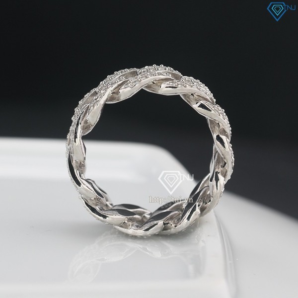 Nhẫn bạc nam cuban đính full kim cương nhân tạo Moissanite NNAM0214