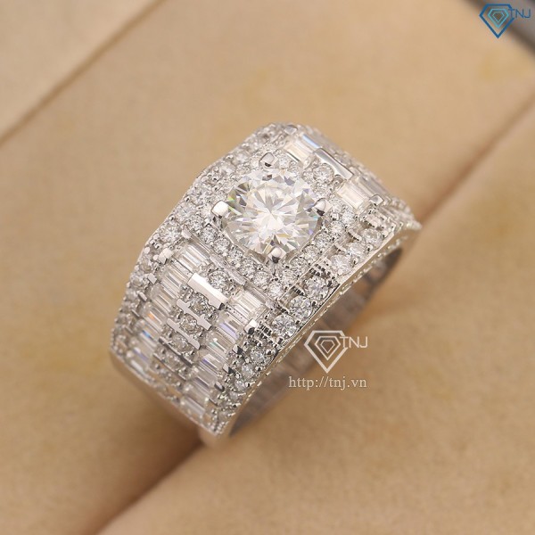 Nhẫn nam đính full kim cương Moissanite 6.5mm - Kiểm định GRA NNAM0175